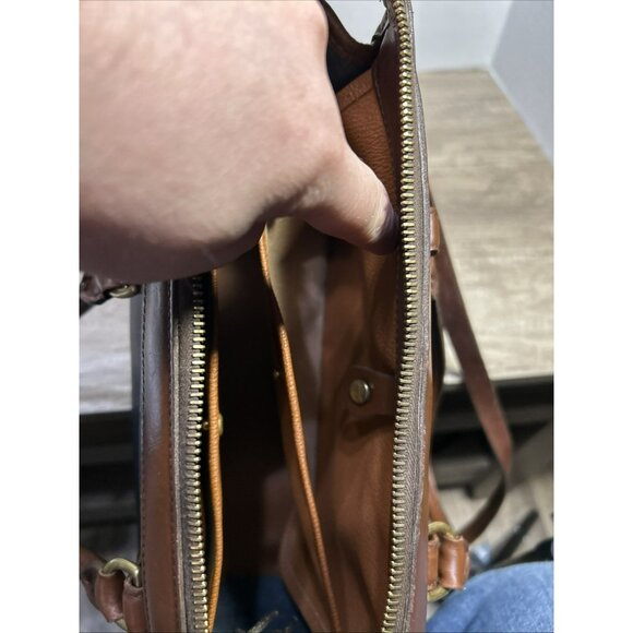 Dooney & Bourke Blue Navy Brown Pebble Satchel Handbag All Weather Leather VTG - Picture 7 of 15